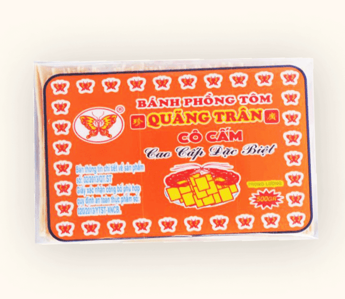 Bánh phồng tôm Quãng Trân Cô Cấm loại Cao Cấp Đặc Biệt — Hộp cam, hộp 500g