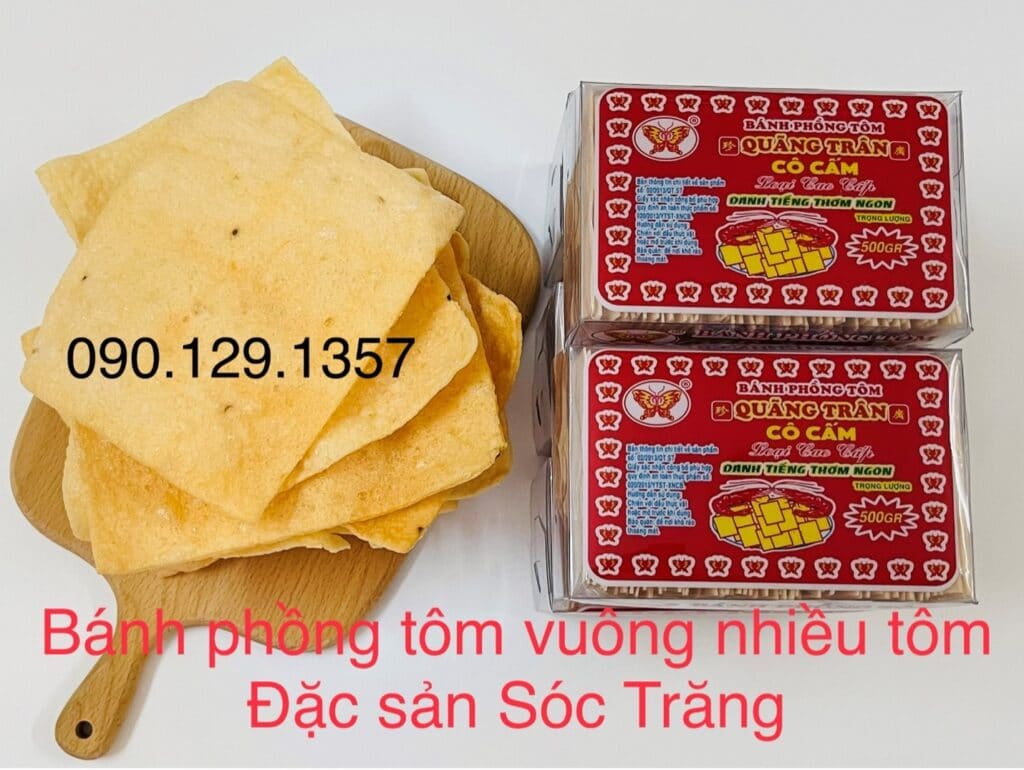 Bánh phồng tôm vuông đặc sản Sóc Trăng